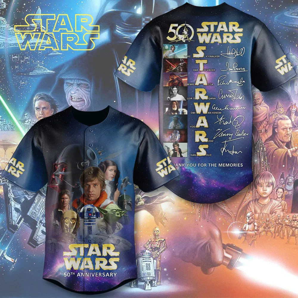 Personalized 50th Anniversary Star Wars Baseball Jersey Gift for Movie Fans Baseball Jersey GradoCreations