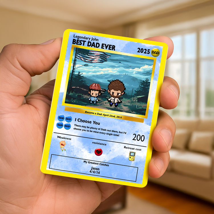 Personalized Pixel PoMo Metal Card Gift for Dad - Best Dad Ever