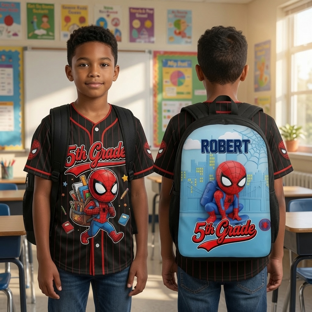 Personalized Spiderman Backpack Set for Kids - School Gift