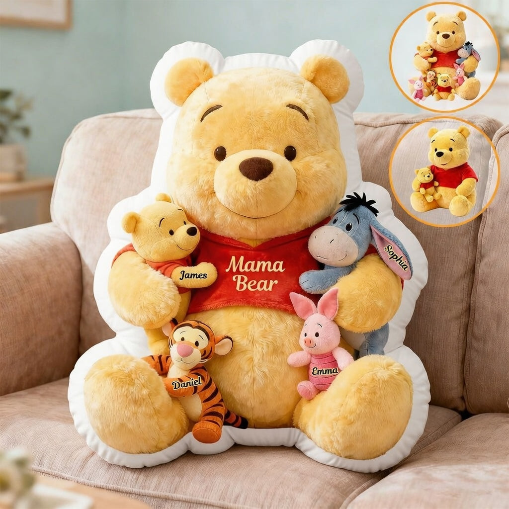 Personalized Mama Bear Shaped Pillow Custom Name Gift for Mom Pillow GradoCreations