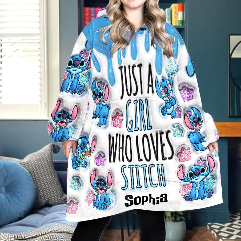Personalized 3D Effect Blanket Hoodie for Girls | Custom Name Christmas Gift