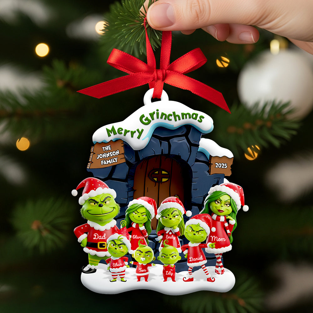 Personalized Merry Grinchmas Acrylic Ornament Custom Family Gift Ornament GradoCreations