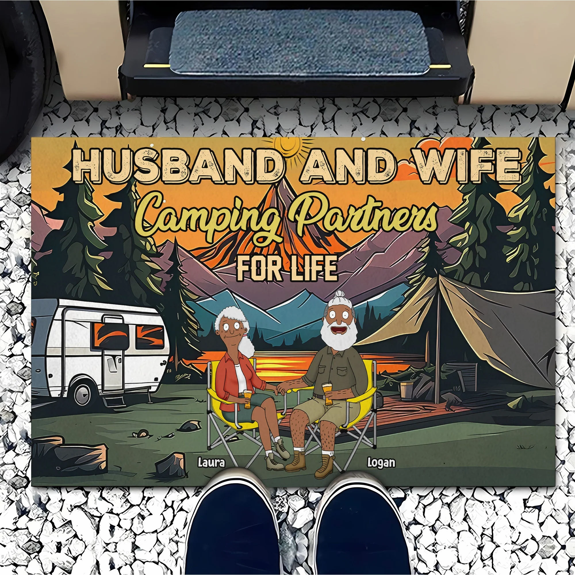 Personalized Camping Doormat for Couples | Unique Anniversary Gift