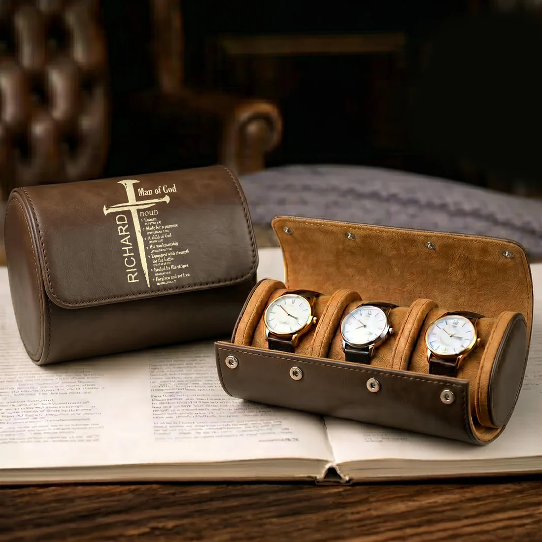 Personalized Leather Watch Case for Him or Her - Gift Idea