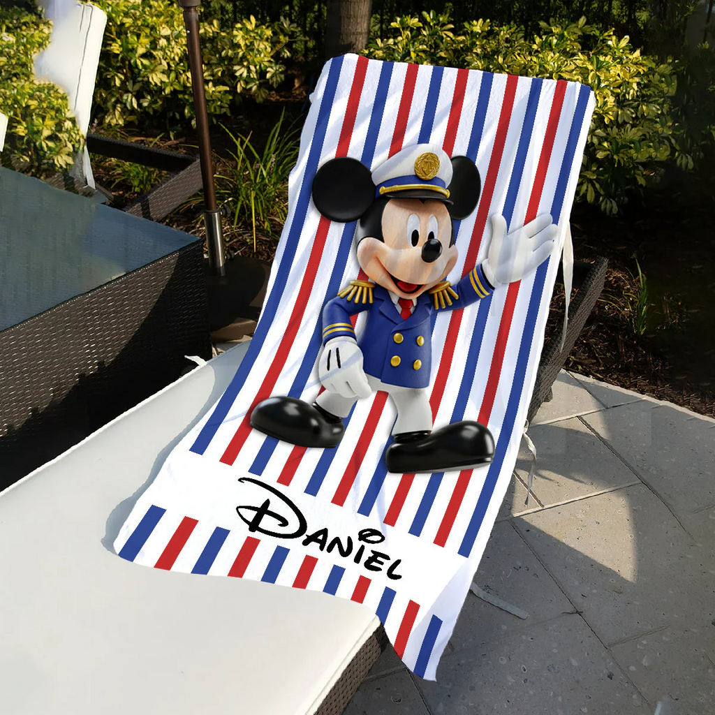 Personalized Beach Towel with Disney Characters for Kids - Vacation Gift Beach Towel GradoCreations
