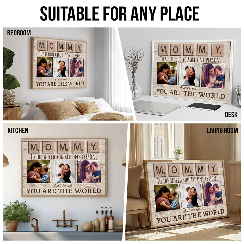 Personalized Canvas Photo Art Gift for Mom Grandma - Custom Message