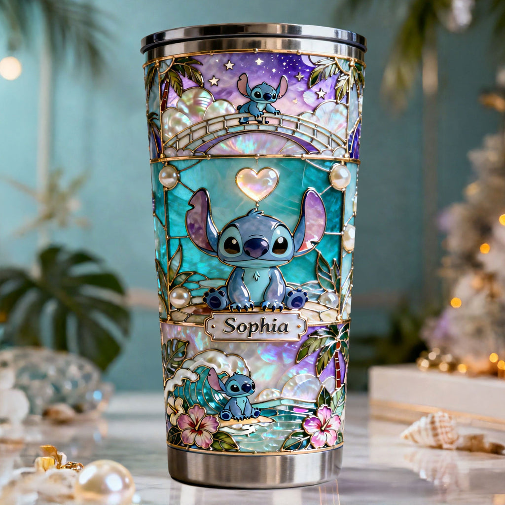 Personalized Blue Alien Tumbler Custom Name Gift for Movie Fans