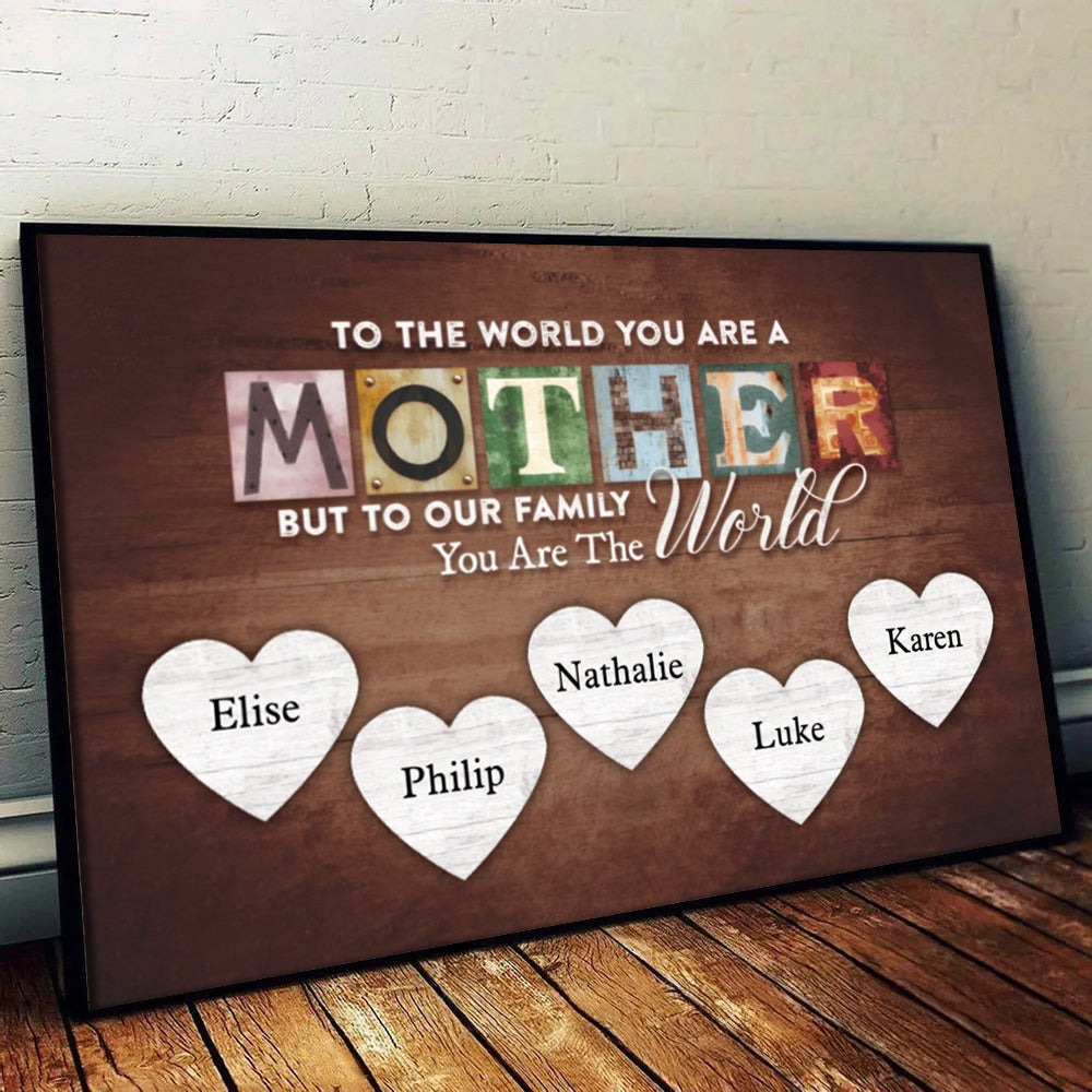 Personalized Mother Canvas Art Custom Name Gift for Mom, Grandma