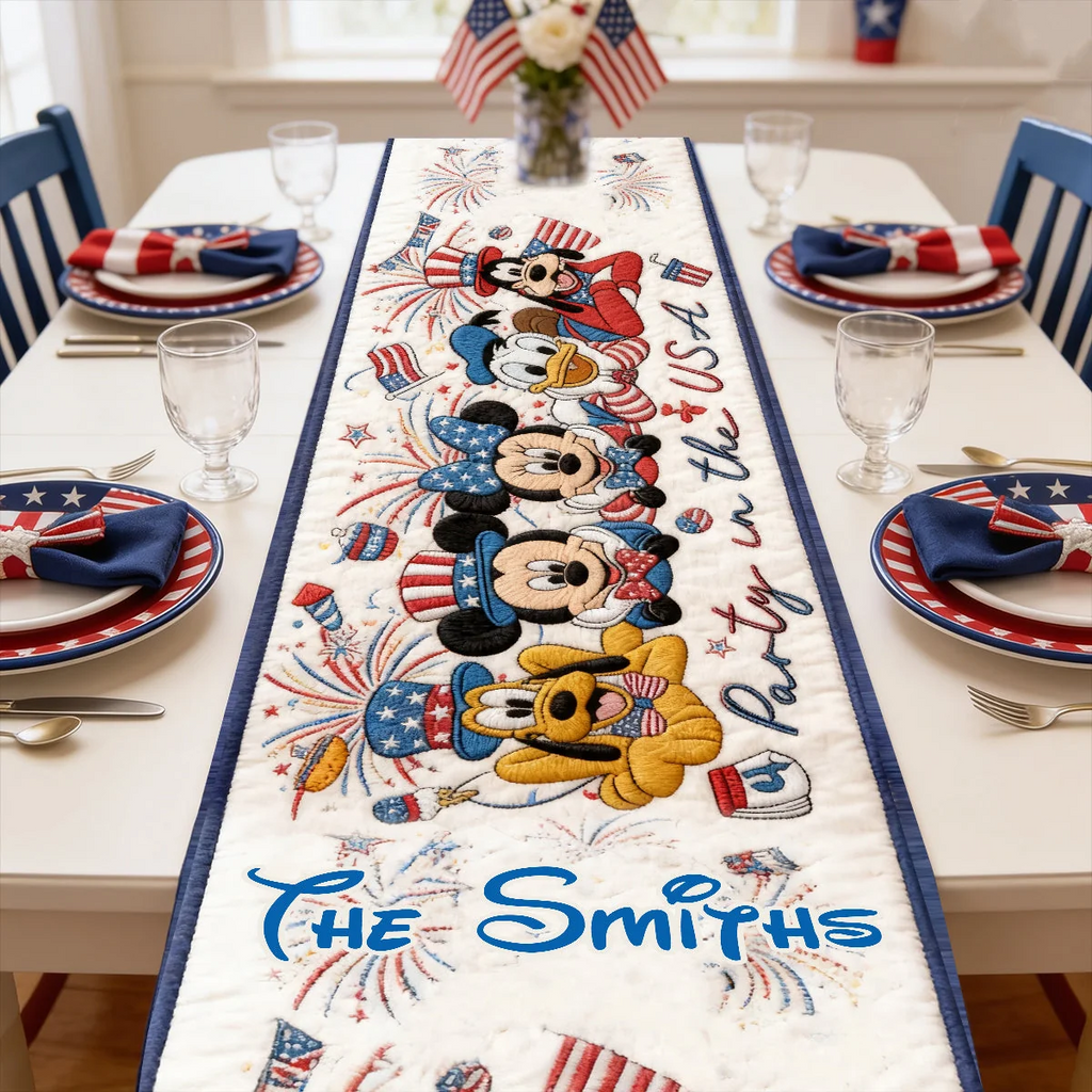 Personalized Quilt Table Runner Magic Mouse Party USA Gift for Family Quilt Table Runner GradoCreations