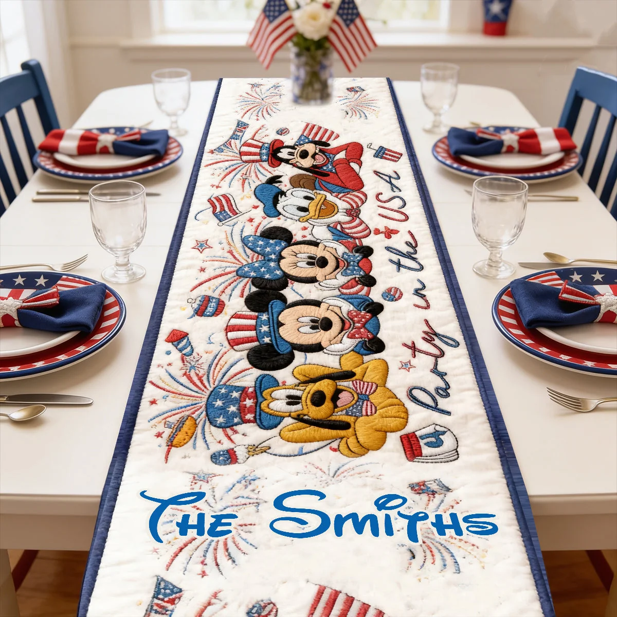 Personalized Quilt Table Runner Magic Mouse Party USA Gift for Family Quilt Table Runner GradoCreations