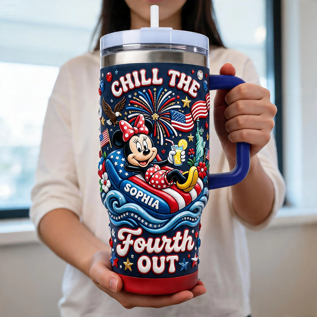 Personalized 40 oz Tumbler with Handle Chill The 4th of July Gift for Movie Fans