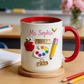 Personalized Teacher Accent Mug with Apple & Colors Gift