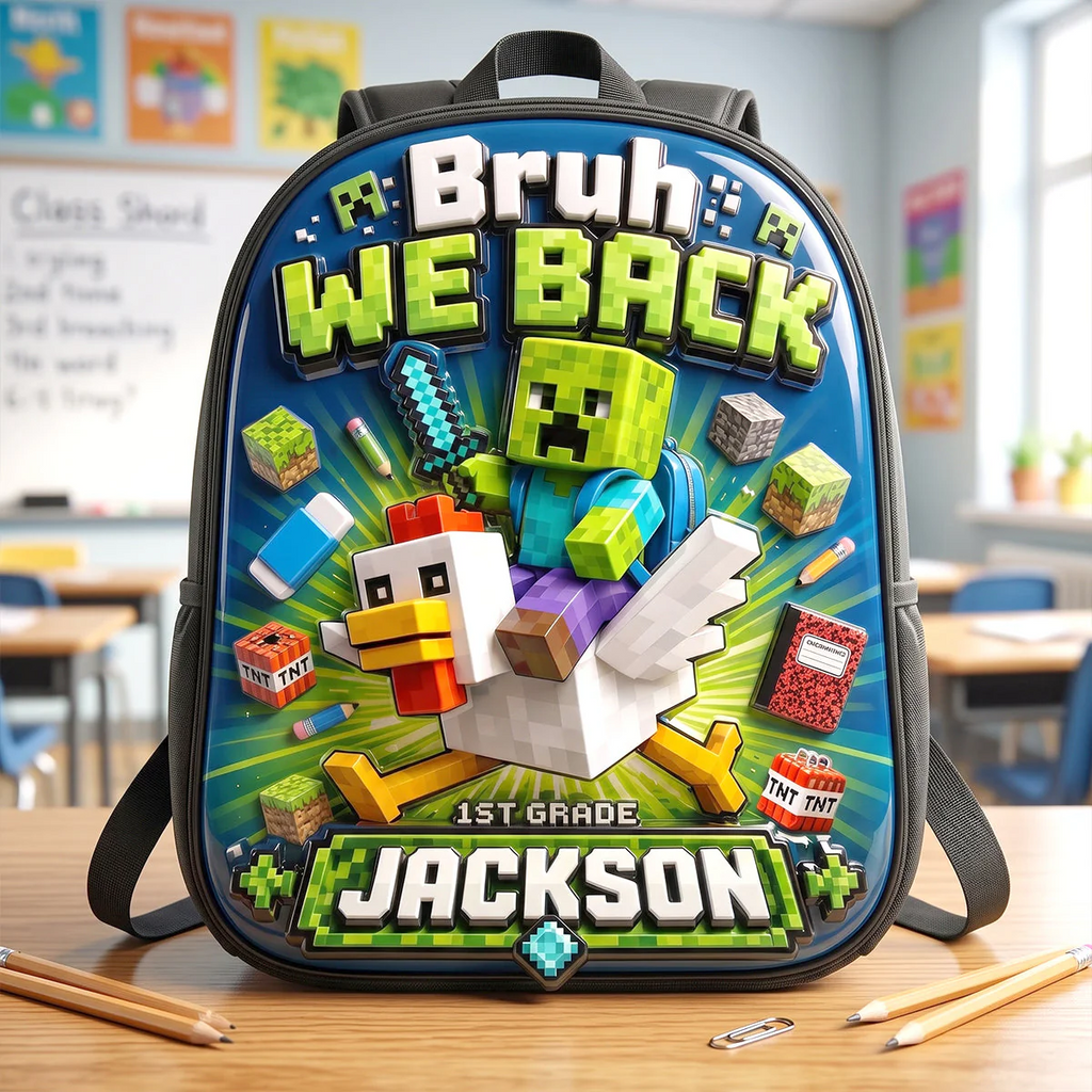 Personalized Minecraft Backpack & Lunch Bag Set for Kids