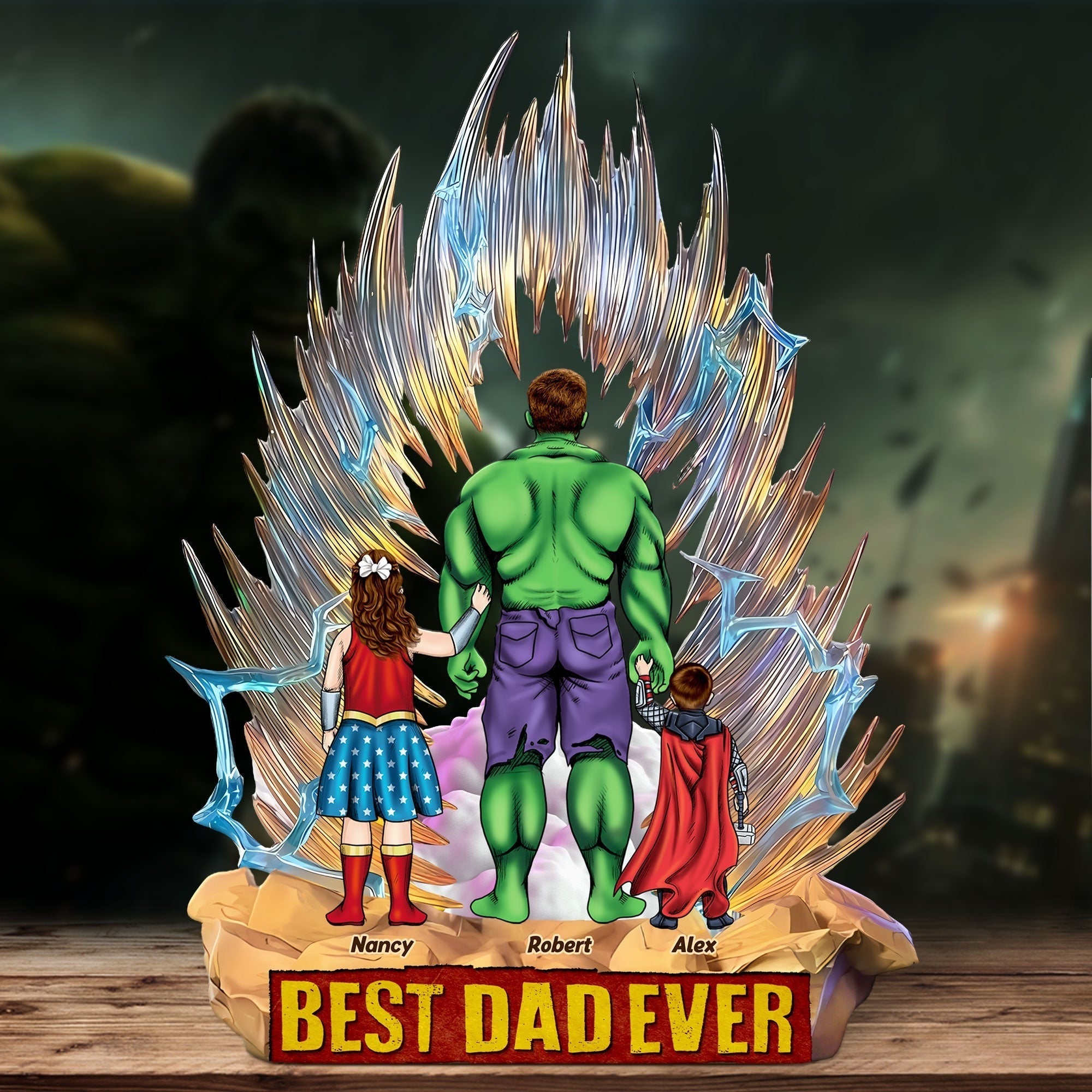 Custom Superhero Best Dad Ever Acrylic Plaque Gift for Dad
