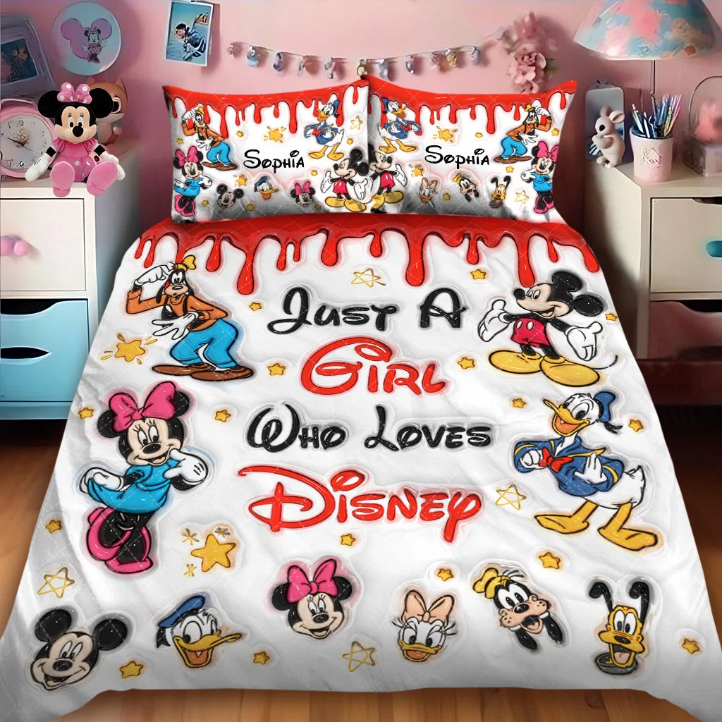 Personalized Disney Quilt Bedding Set for Girls with Custom Name Quilted Bedding Set GradoCreations