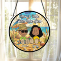 Personalized Beach Couple Glass Suncatcher Ornament Gift