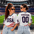 Personalized USA Flag Crop Tee Custom Name Jersey Gift for Sports Fans