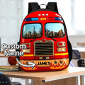 Personalized Firetruck Backpack Set with Custom Name for Kids Back to School Gift