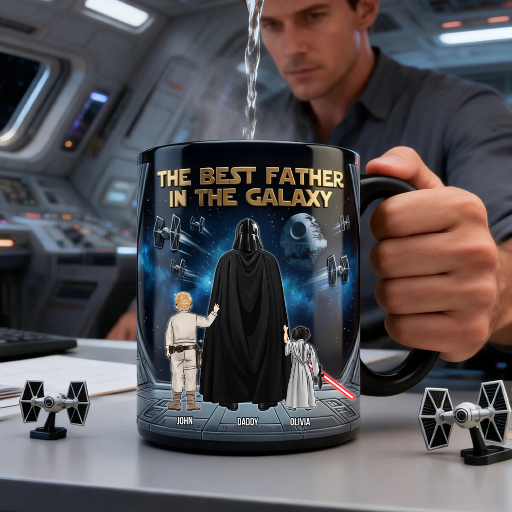 Personalized Color Changing Mug for Dad - Best Father in the Galaxy Gift