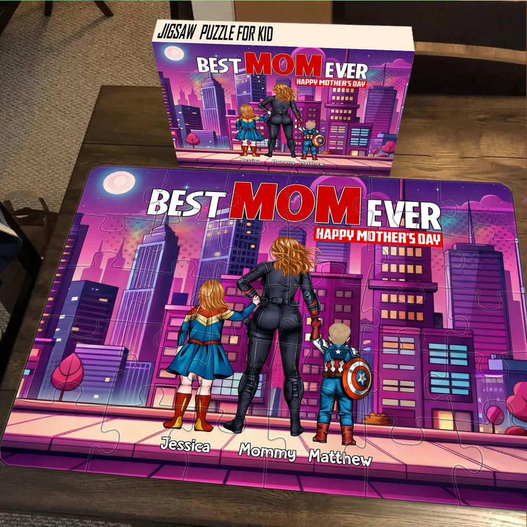 Personalized Best Mom Ever Puzzle Custom Names Gift for Mother's Day Puzzle GradoCreations