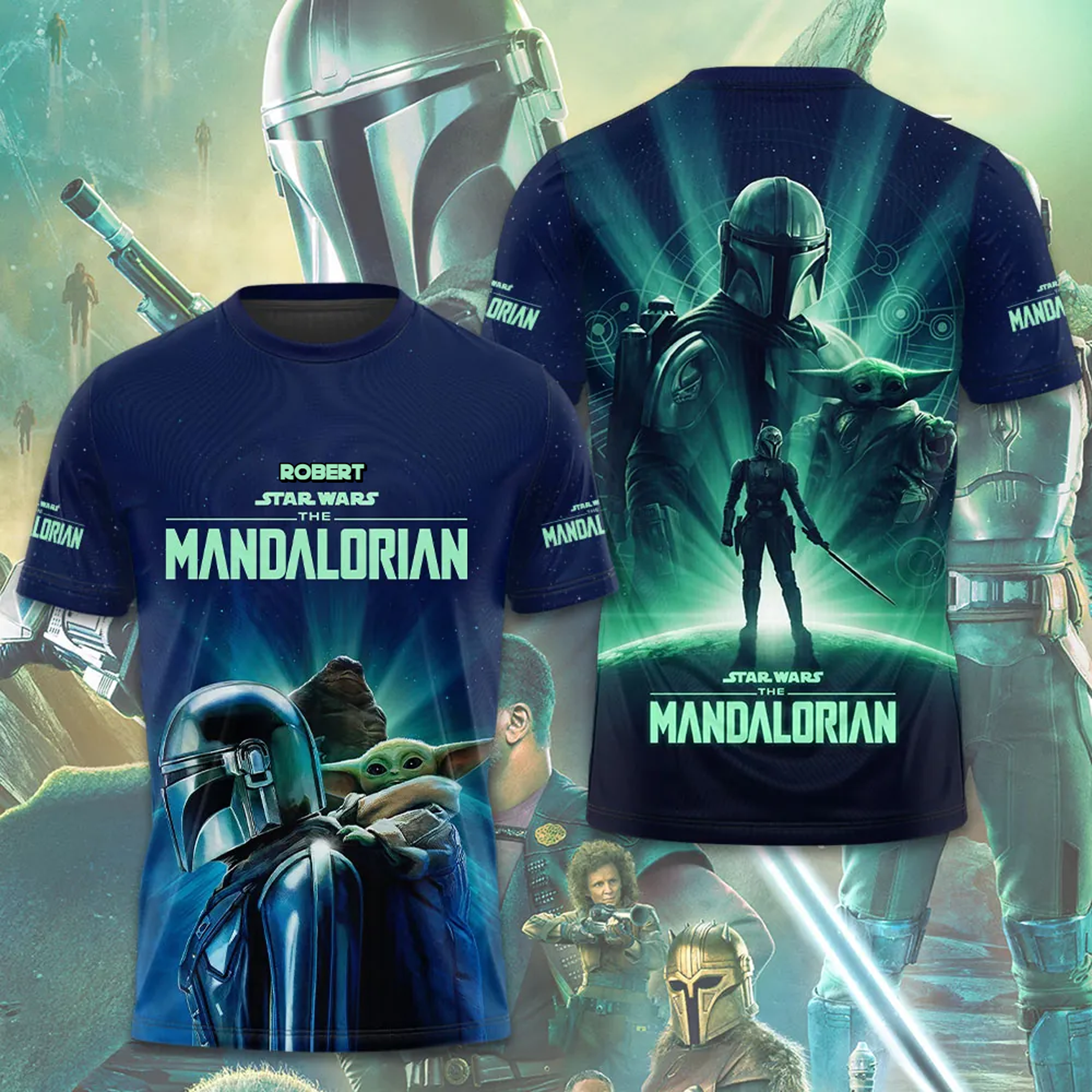 Personalized Star Wars Mandalorian All Over Print Shirt Gift for Movie Fans