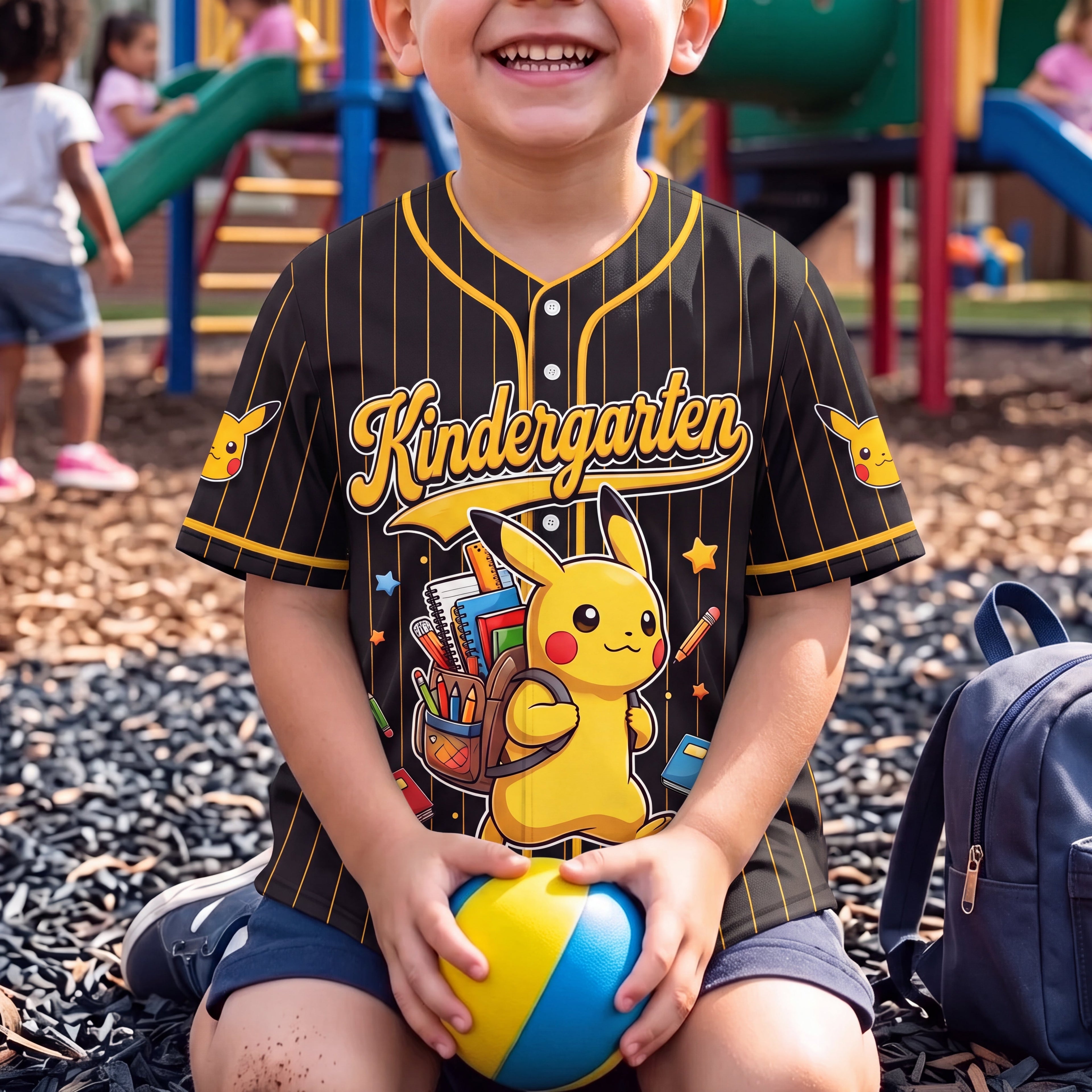 Personalized Kids Baseball Jersey with Pikachu Design for Back to School Gift Kid Baseball Jersey GradoCreations