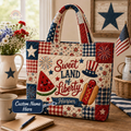 Personalized Quilted Tote Bag Custom Name Sweet Land of Liberty Gift for Independence Day