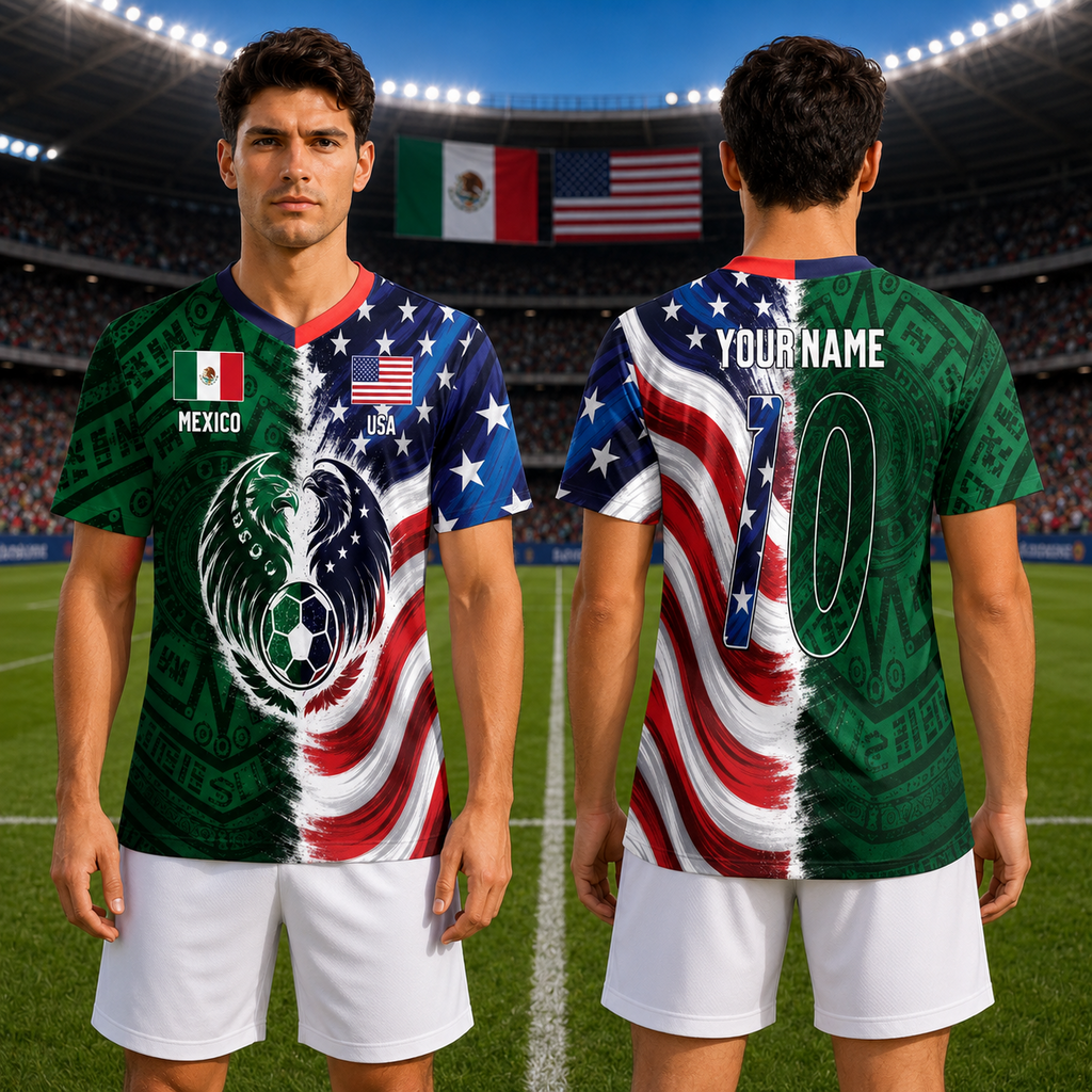 Personalized Mexico USA Eagle Soccer Jersey Custom Name Number Gift for Football Fans