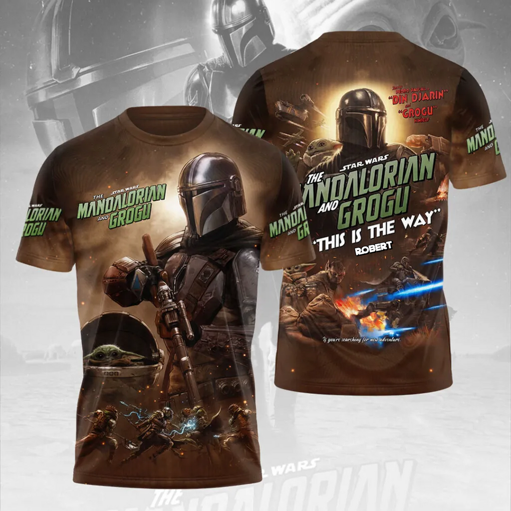 Personalized Star Wars Mandalorian AOP Shirt Custom Gift for Movie Fans