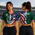 Personalized Mexico USA Eagle Crop Top Jersey Custom Name Gift for Football Lovers