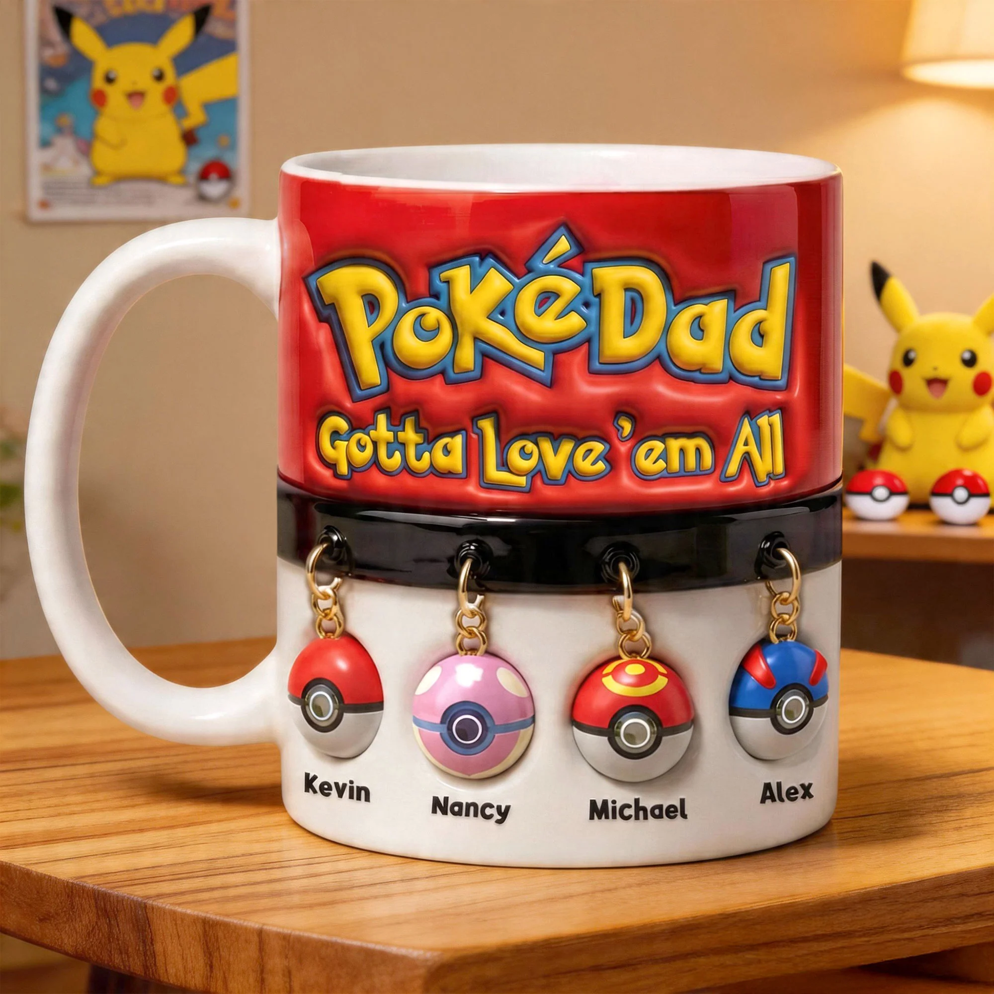Personalized Pokémon Themed Coffee Mug Unique Gift for Dad Mug GradoCreations