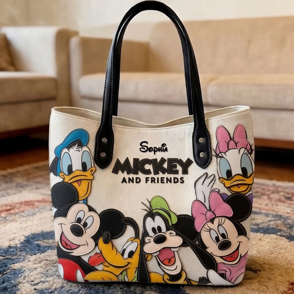 Personalized Mickey Mouse Tote Bag Custom Name Gift for Fan