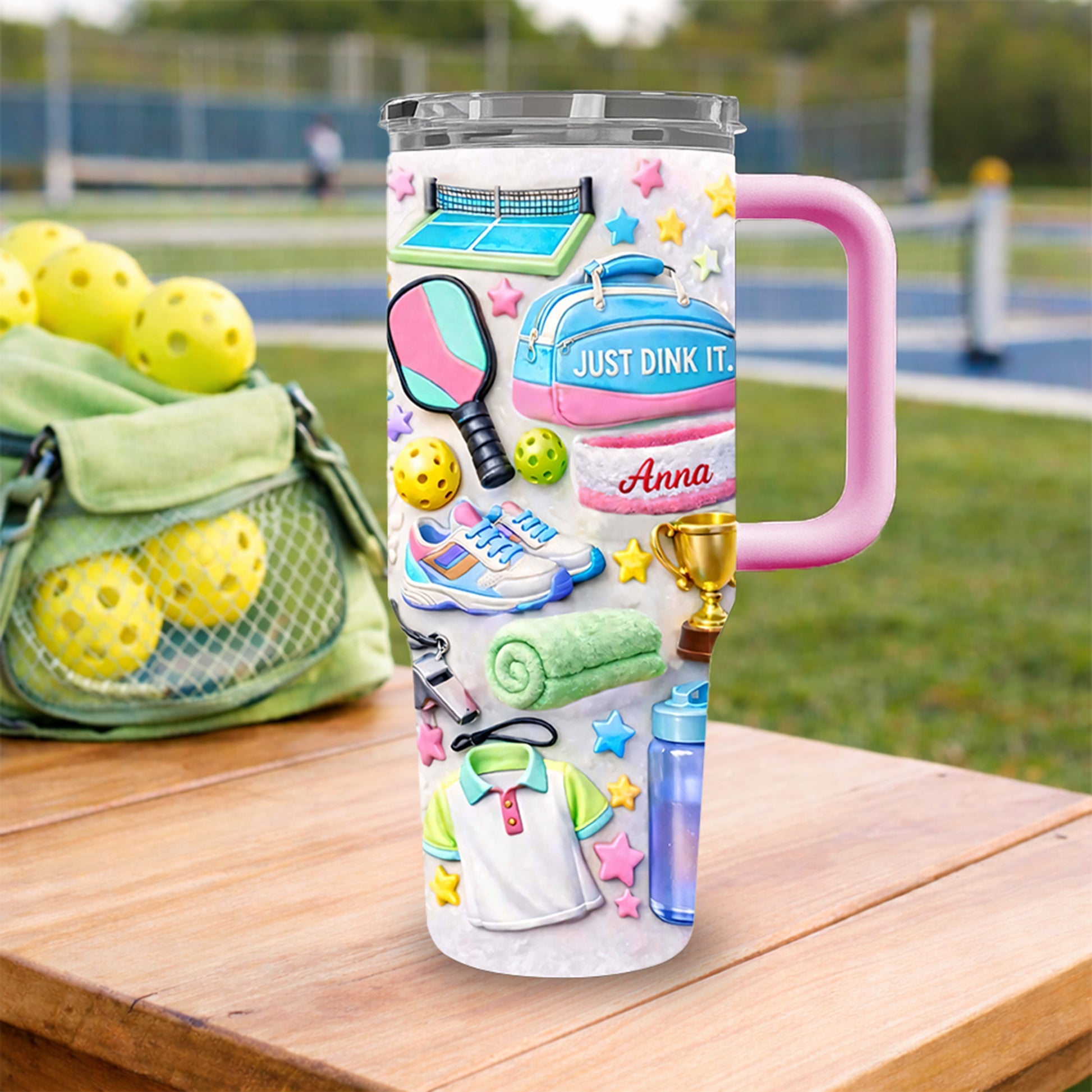 Personalized 40oz Tumbler for Pickleball Lovers - Custom Gift for Her