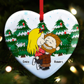 Personalized Ceramic Christmas Ornament for Couples - Heart Design