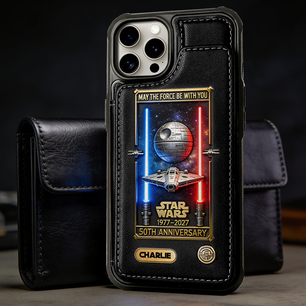 Personalized Star Wars 50th Anniversary Wallet Phone Case Gift for Fans