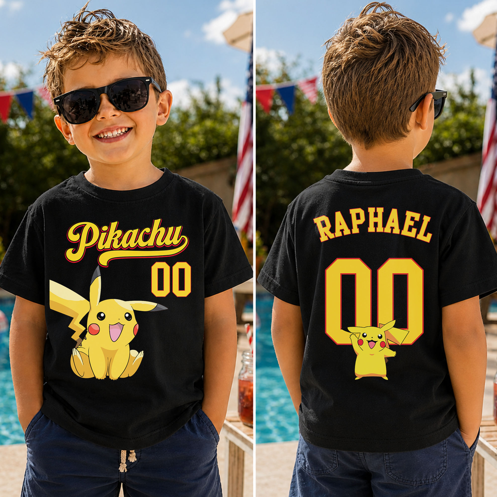Personalized Pikachu Shirt for Kids - Custom Birthday Gift