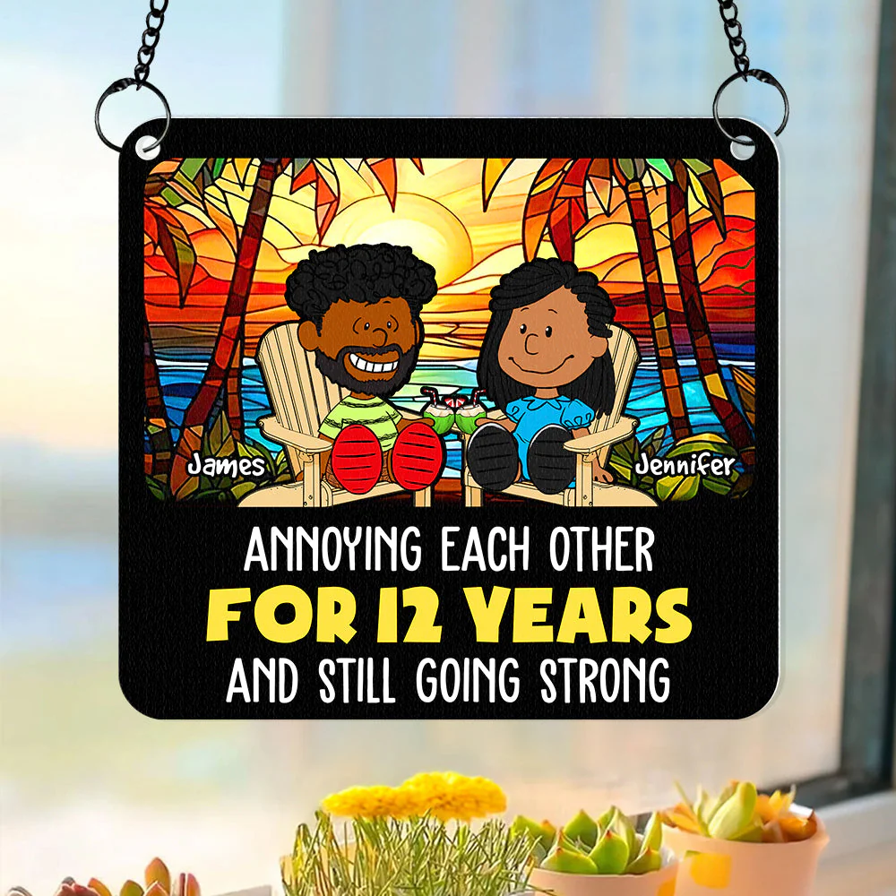 Personalized Window Hanging Suncatcher Ornament for Couples Anniversary Gift