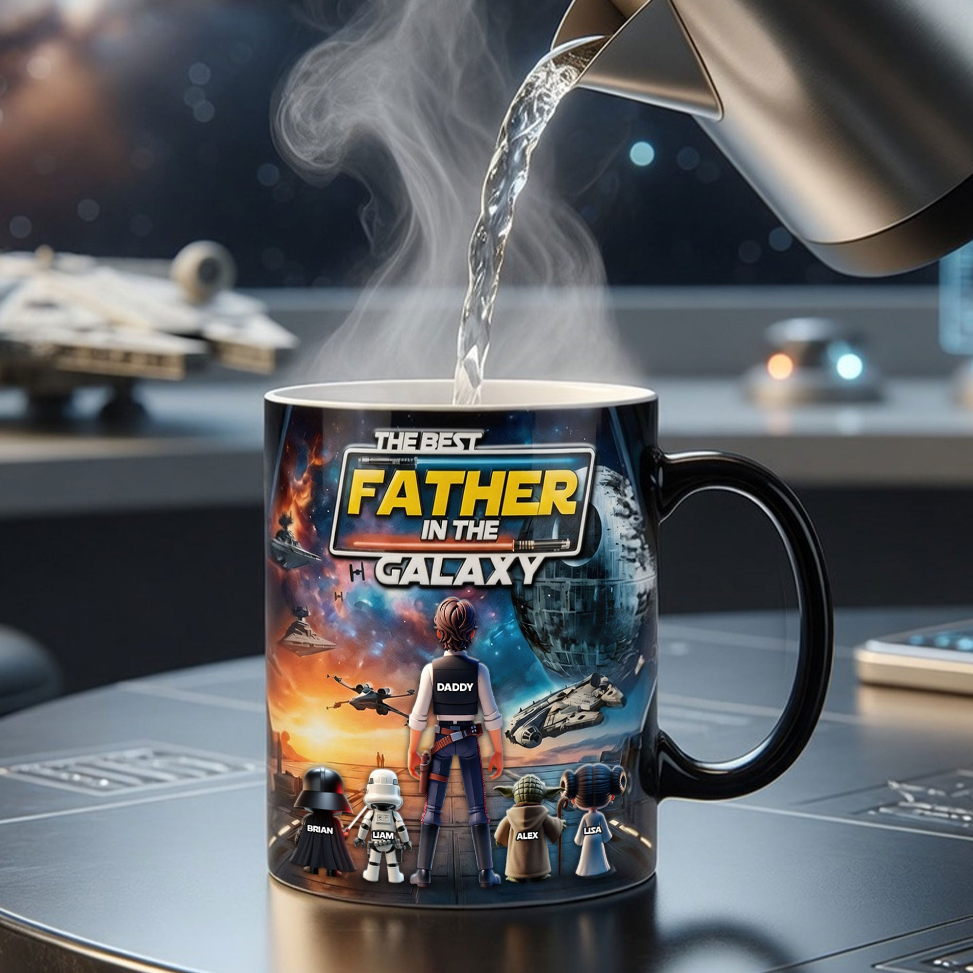 Personalized Color Changing Mug for Dad - Best Father in the Galaxy Gift