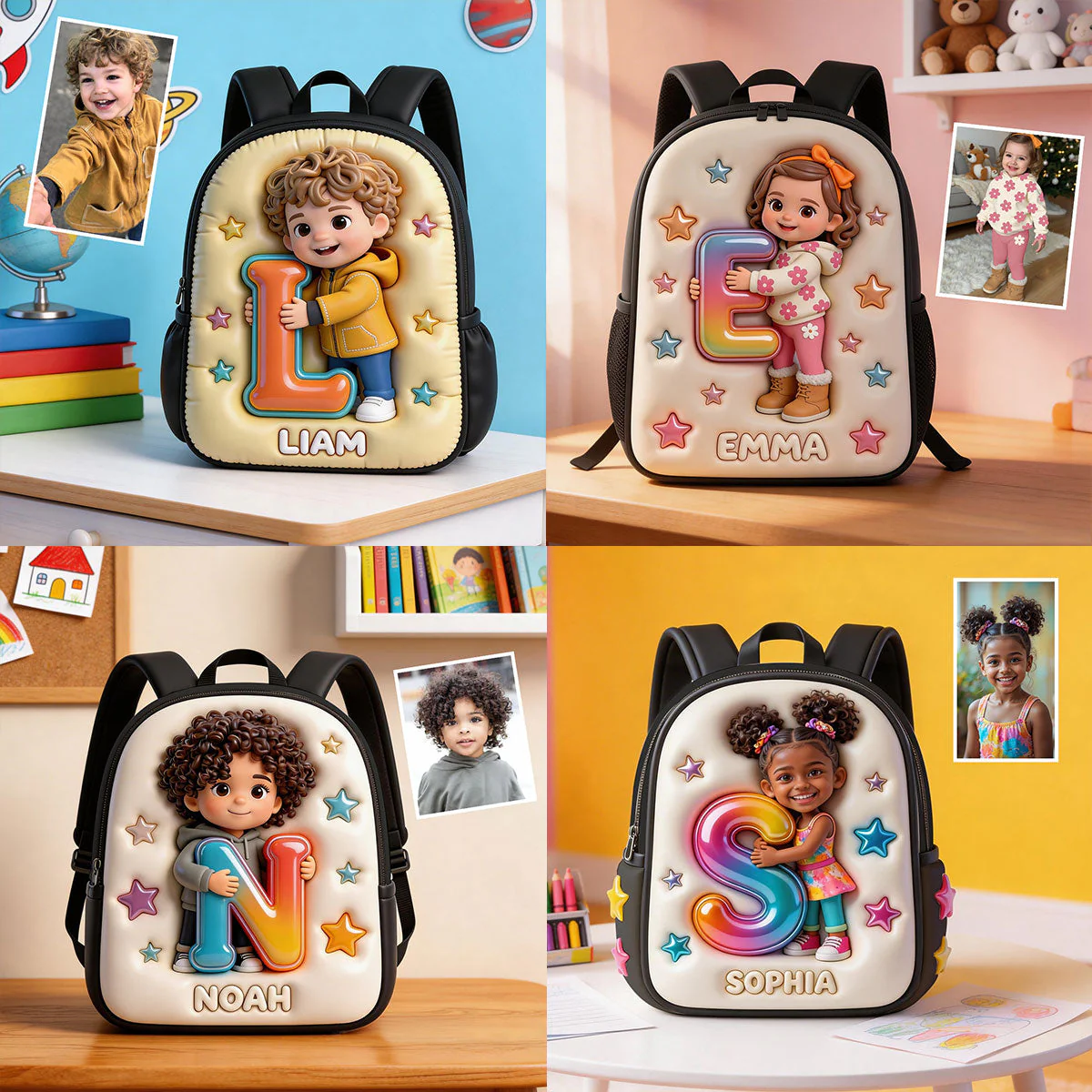 Personalized Kids Backpack Set with Lunch Bag, Pencil Case & Bottle | Back to School Gift