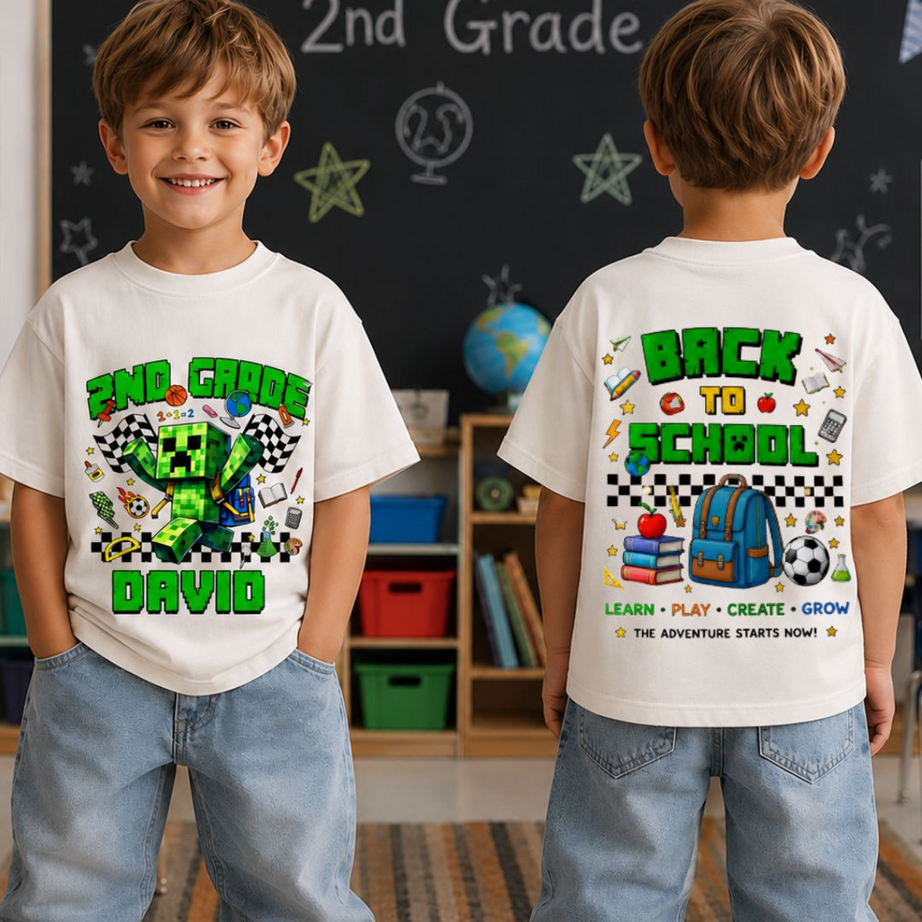 Custom Personalized Back to School Kid T-Shirt Gift for Boys/Girls Cotton Apparel GradoCreations