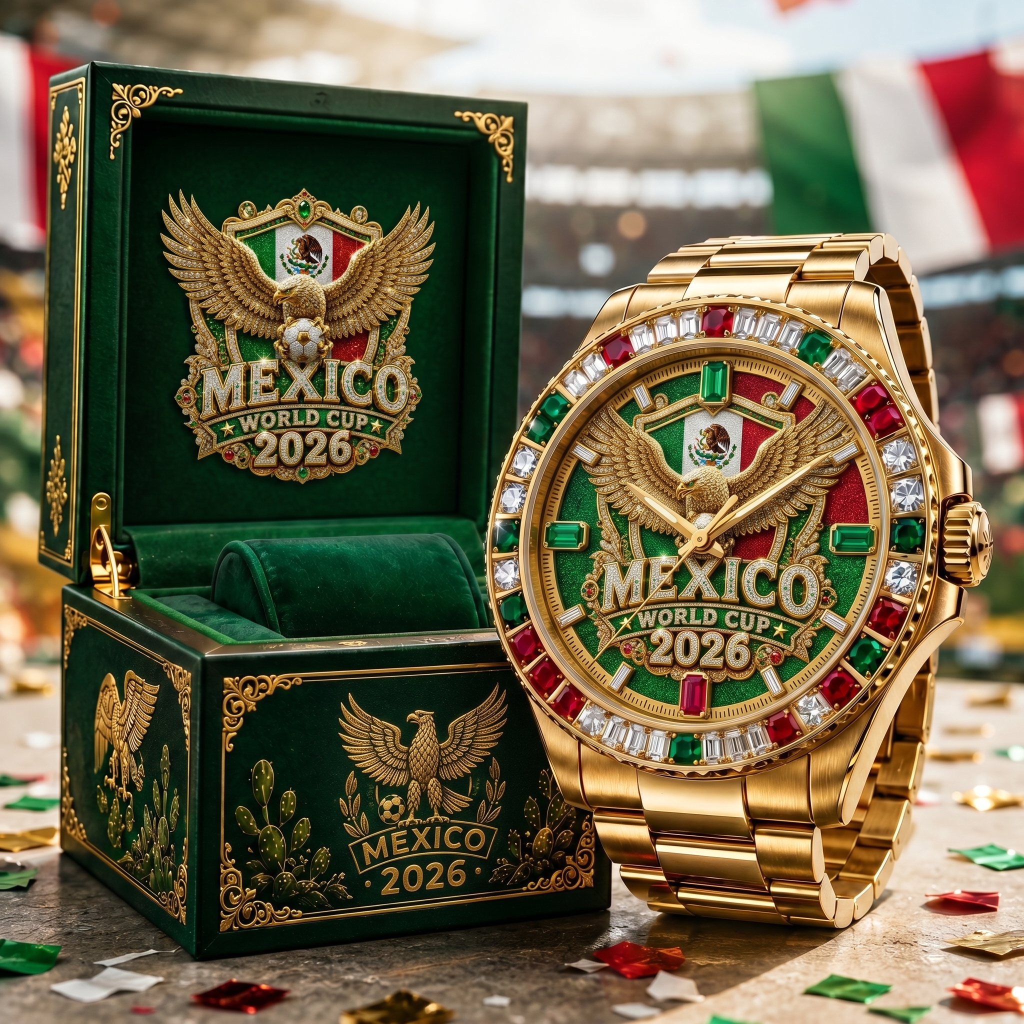 Personalized Mexico Soccer Team Men's Wrist Watch for Fans