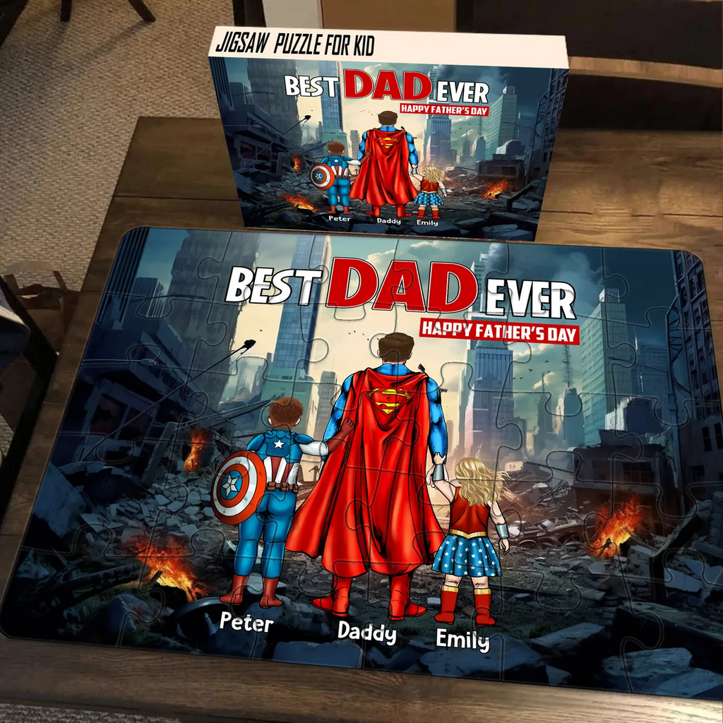 Personalized Superhero Dad Puzzle Best Dad Ever Gift for Father's Day