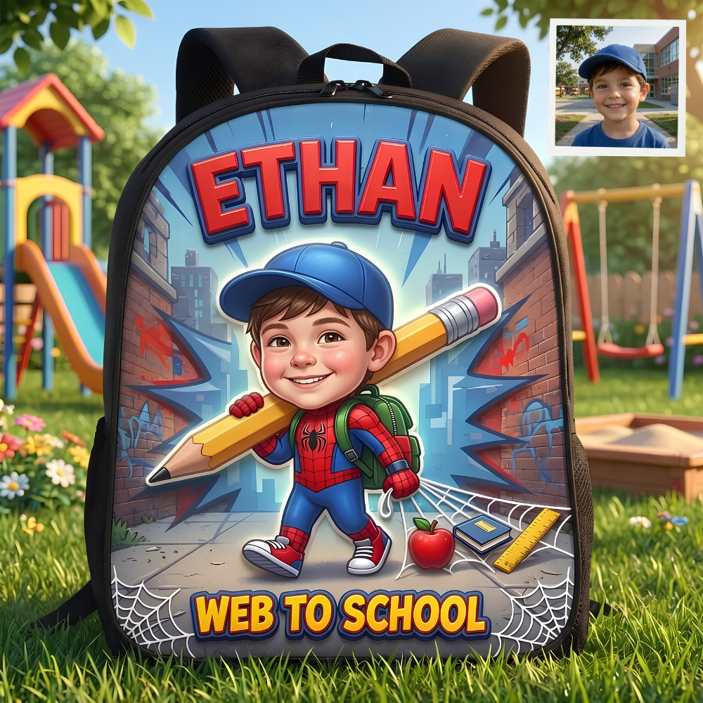 Personalized Superhero Kids Backpack, Lunch Bag, Pencil Case & Water Bottle Gift for Back to School School Backpack GradoCreations