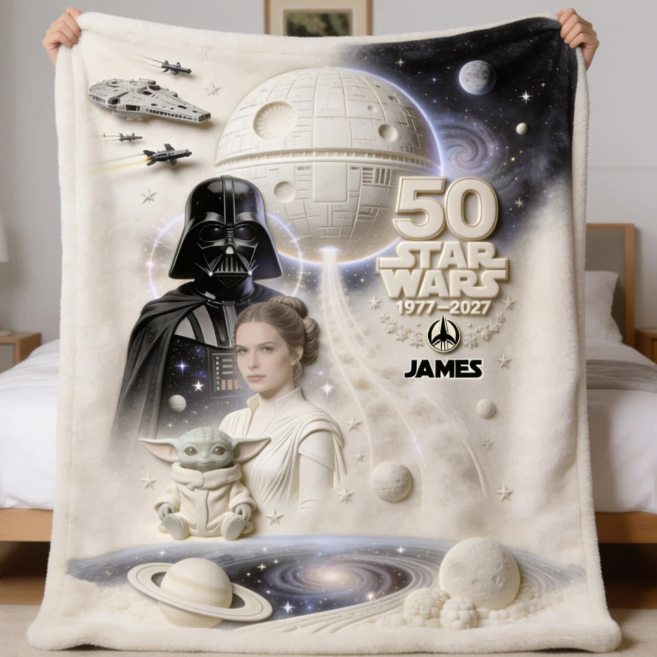 Personalized Star Wars Blanket 50th Anniversary Gift for Fans Blanket GradoCreations