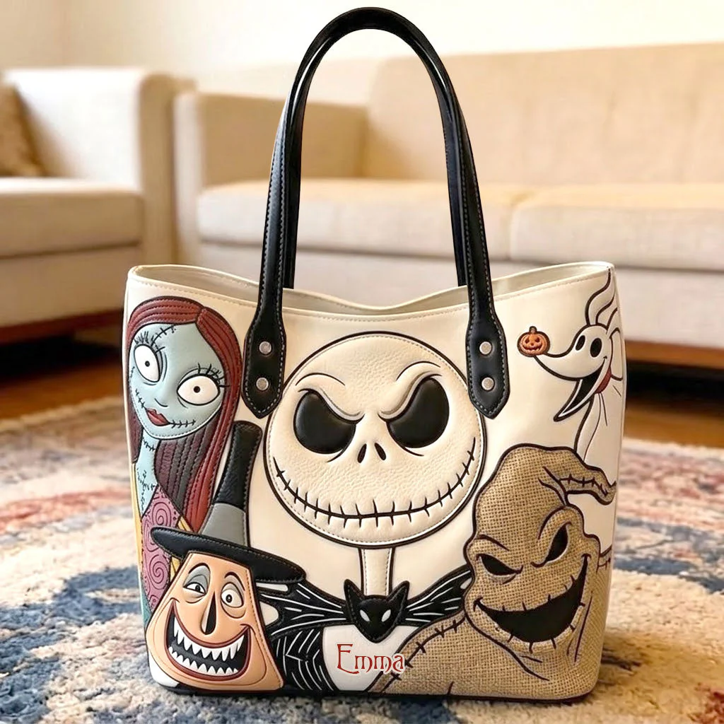 Personalized Spooky Movie Tote Bag Gift for Her - Custom Name