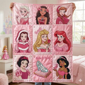Personalized Pink Princess Blanket Custom Name Gift for Daughter