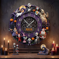 Personalized Spooky Characters Wall Clock Gift for Halloween Wall Hanging Clock GradoCreations
