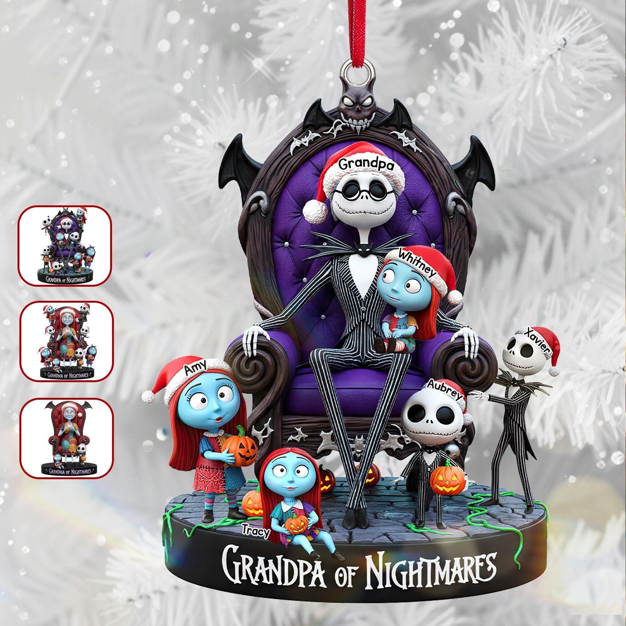 Personalized Acrylic Christmas Ornament for Grandpa, Grandma, Horror Lovers Gift