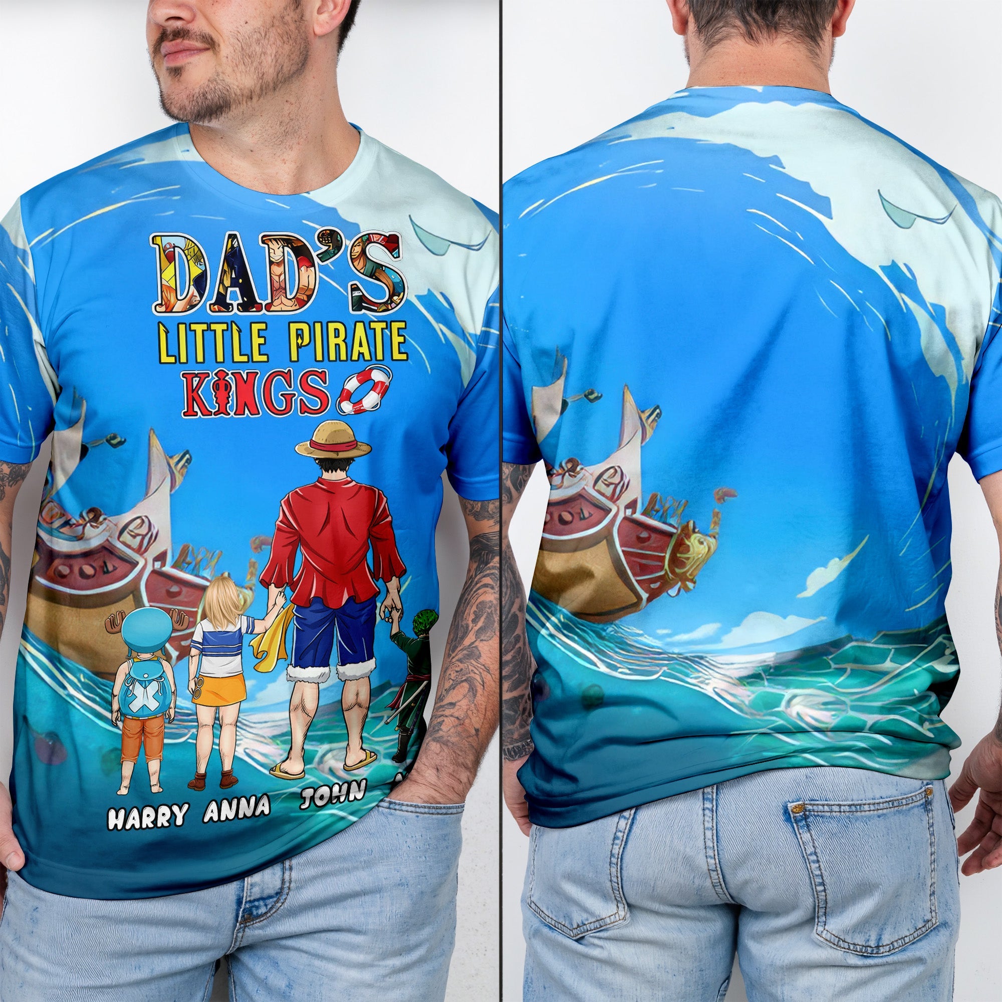 Personalized Dad's Little Pirate Kings 3D T-shirt Gift for Dad