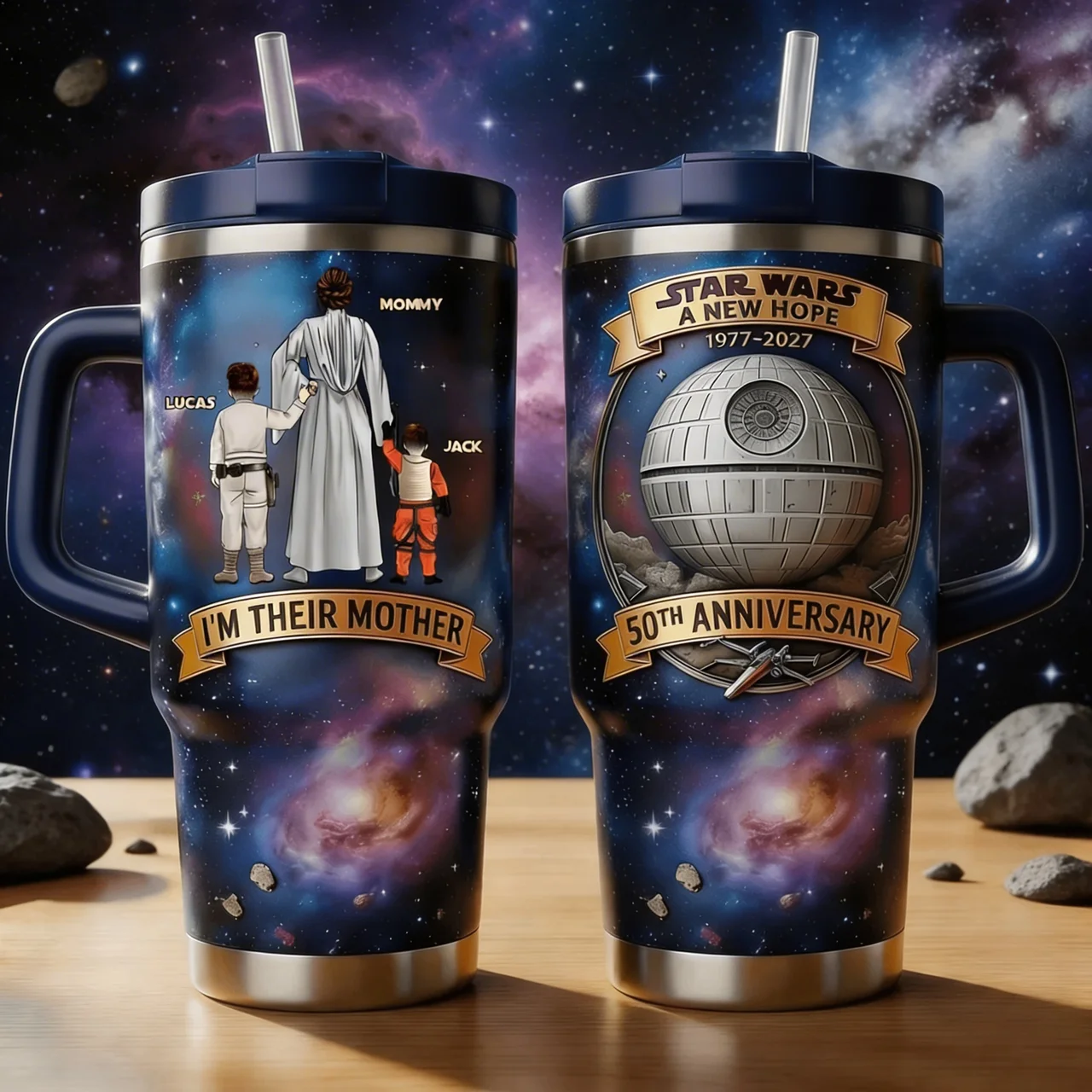 Personalized Star Wars Tumbler Gift for Mom with Kids Names Tumbler GradoCreations